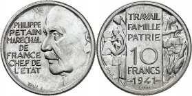 ETAT Français (1940-1944). 10 Francs " Pétain " (3 g) 1941.
ESSAI PIEFORT de GALLE en aluminium.
EMPF.176.3. MAZARD 2655 c. Très rare. SUP à FDC