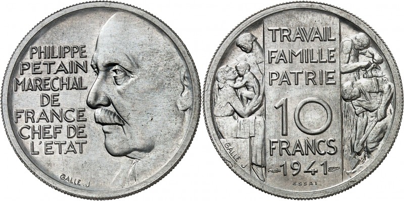 ETAT Français (1940-1944). 10 Francs " Pétain " (2,10 g) 1941.
ESSAI PIEFORT de...