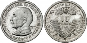 ETAT Français (1940-1944). 10 Francs " Pétain " (3 g) 1941.
ESSAI PIEFORT de VEZIEU en aluminium.
EMPF.178.3. MAZARD 2657 c. Très rare. SUP à FDC...