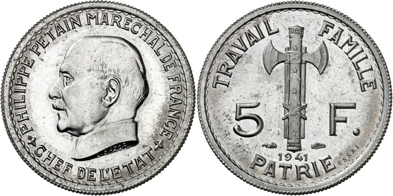 ETAT Français (1940-1944). 5 Francs "Pétain" (1,18 g) 1941.
ESSAI de BAZOR en a...