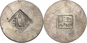 DALMATIE-ZARA Assiégiée par les Autrichiens.
4 Francs 60 Centimes (1 once) 1813 (29,50 g). Tranche lisse portant trois poinçons: S/MP/SL?.
A/ Aigle ...