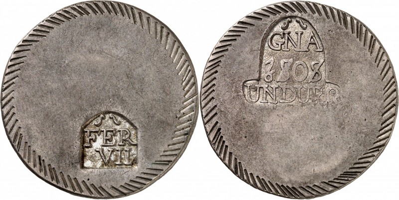 ESPAGNE - FERDINAND VII SIEGE DE GERONE (1808-1809). Duro de 5 Pesetas 1808.
A/...