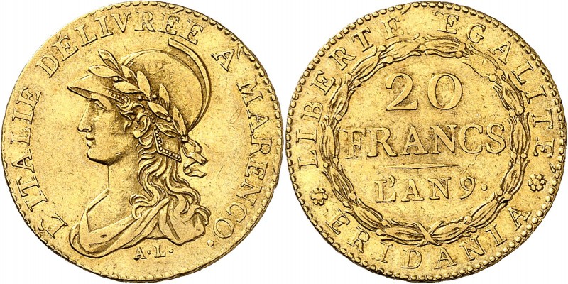 REPUBLIQUE SUBALPINE (1800-1802). 20 Francs An 9 (1801) 1 492 ex.
A/ L'ITALIE D...