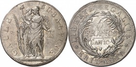 REPUBLIQUE SUBALPINE (1800-1802). 5 Francs An 10 (1802) et 2 Soldi An IX
(1801).
DP 895 et 896. TTB