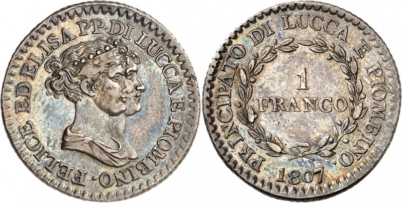 PRINCIPAUTE DE LUCQUES ET PIOMBINO- ELISA BONAPARTE ET FELIX BACIOCCHI.
1 Franc...