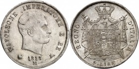 ROYAUME D'ITALIE-NAPOLEON Ier (1805-1814). 5 Lire 1813 Milan.
2ème Type (Tranche lisse avec listel et inscrite en creux)
A/ NAPOLEONE IMPERATOR E RE...