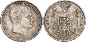 ROYAUME D'ITALIE-NAPOLEON Ier (1805-1814). 1 Lire 2ème Type 1809 Milan.
A/ NAPOLEONE IMPERATOR E RE. Tête nue à droite. Au-dessous, différents, date,...