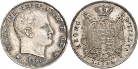 ROYAUME D'ITALIE-NAPOLEON Ier (1805-1814). Lire 2ème Type 1814 Milan.
A/ NAPOLEONE IMPERATOR E RE. Tête nue à droite. Au-dessous, différents, date, a...