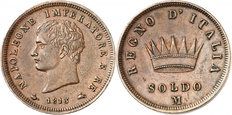 ROYAUME D'ITALIE-NAPOLEON Ier (1805-1814). Soldo 1813.
DP 1036. TTB