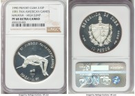 Republic silver Proof Piefort "High Jump" 10 Pesos 1990 PR68 Ultra Cameo NGC, KM-P37. Mintage: 100. "Pan-American Games - Havana" issue.

HID098012420...