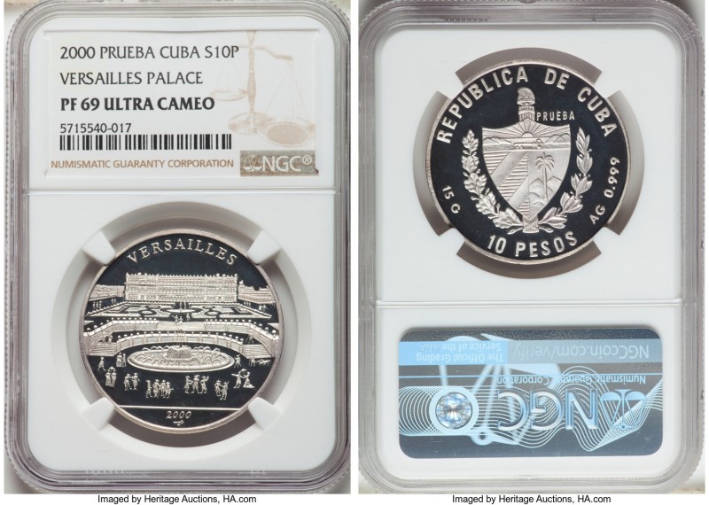 Republic Proof "Versailles Palace" 10 Pesos 2000 PR69 Ultra Cameo NGC, KM686.

H...