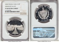 Republic silver Proof Prueba "Windsor Palace" 10 Pesos 2000 PR68 Ultra Cameo NGC, KM-Pn121. The first example of this pattern we have seen, and likely...