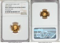 Republic Mint Error - Rotated Dies gold Proof Piefort "Jose Marti" 10 Pesos 1988 PR69 Ultra Cameo NGC, KM-P5. Mintage: 30. Reverse die rotated approxi...