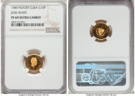 Republic gold Proof Piefort "Jose Marti" 10 Pesos 1989 PR69 Ultra Cameo NGC, KM-P15. Mintage: 30. A virtually perfect striking of this iconic type tha...