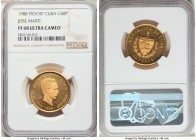 Republic gold Proof Piefort "Jose Marti" 50 Pesos 1988 PR68 Ultra Cameo NGC, KM-P11. Mintage: 10. A notable example of this scarce double-thickness is...