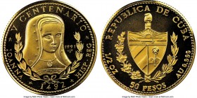 Republic gold Proof "Joanna - New World 500th Anniversary" 50 Pesos (1/2 oz) 1991 PR68 Ultra Cameo NGC, KM444. Mintage: 200.

HID09801242017

© 2020 H...