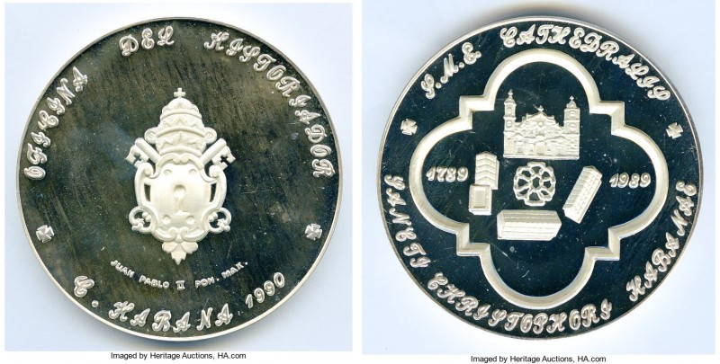 Republic silver Proof "Sancti Christophori de Habana" Medal 1990, 60mm. 93.14gm....
