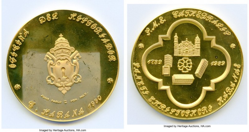 Republic gold Proof "Sancti Christophori de Habana" Medal 1990, 60mm. 154.50gm. ...