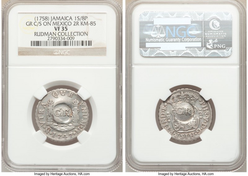 British Colony Counterstamped 1 Shilling 8 Pence ND (1758) VF35 NGC, KM4.3 (this...