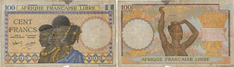 Country : FRENCH EQUATORIAL AFRICA 
Face Value : 100 Francs  
Date : (1941) 
Per...