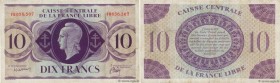 Country : FRENCH EQUATORIAL AFRICA 
Face Value : 10 Francs  
Date : (1944) 
Period/Province/Bank : Caisse Centrale de la France Libre 
Department : Co...