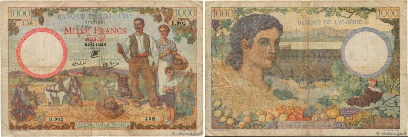 Country : ALGERIA 
Face Value : 1000 Francs  
Date : 02 novembre 1942 
Period/Pr...