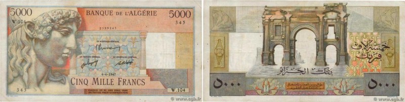 Country : ALGERIA 
Face Value : 5000 Francs  
Date : 04 avril 1947 
Period/Provi...