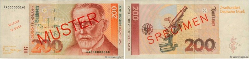 Country : GERMAN FEDERAL REPUBLIC 
Face Value : 200 Deutsche Mark Spécimen 
Date...