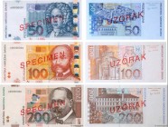 Country : CROATIA 
Face Value : 50 100 et 200 Kuna Spécimen 
Date : 07 mars 2002 
Period/Province/Bank : Narodna Banka Hrvatske 
Catalogue reference :...