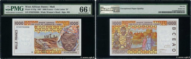 Country : WEST AFRICAN STATES 
Face Value : 1000 Francs  
Date : 1997 
Period/Pr...