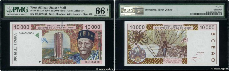 Country : WEST AFRICAN STATES 
Face Value : 10000 Francs  
Date : 1996 
Period/P...