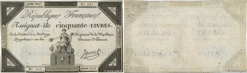 Country : FRANCE 
Face Value : 50 Livres  
Date : 14 décembre 1792 
Period/Provi...