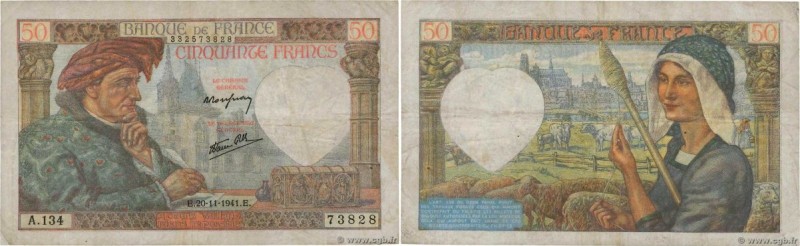 Country : FRANCE 
Face Value : 50 Francs JACQUES CŒUR  
Date : 20 novembre 1941 ...