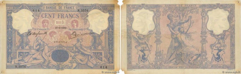 Country : FRANCE 
Face Value : 100 Francs BLEU ET ROSE  
Date : 27 juin 1902 
Pe...