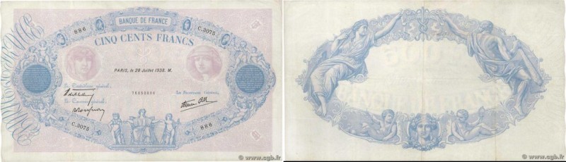 Country : FRANCE 
Face Value : 500 Francs BLEU ET ROSE modifié  
Date : 28 juill...