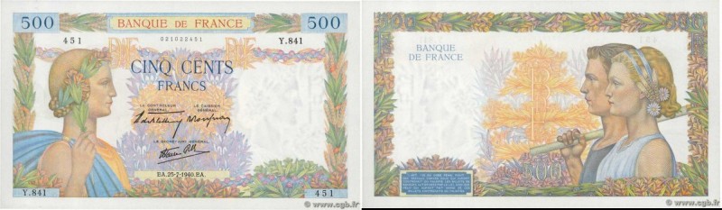 Country : FRANCE 
Face Value : 500 Francs LA PAIX  
Date : 25 juillet 1940 
Peri...