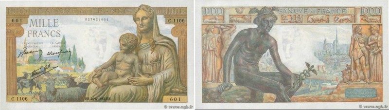 Country : FRANCE 
Face Value : 1000 Francs DÉESSE DÉMÉTER  
Date : 20 août 1942 ...