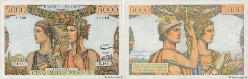 Country : FRANCE 
Face Value : 5000 Francs TERRE ET MER  
Date : 06 juin 1957 
P...