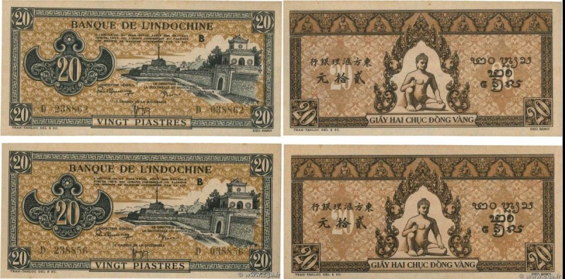 Country : FRENCH INDOCHINA 
Face Value : 20 Piastres marron Lot 
Date : (1942-19...