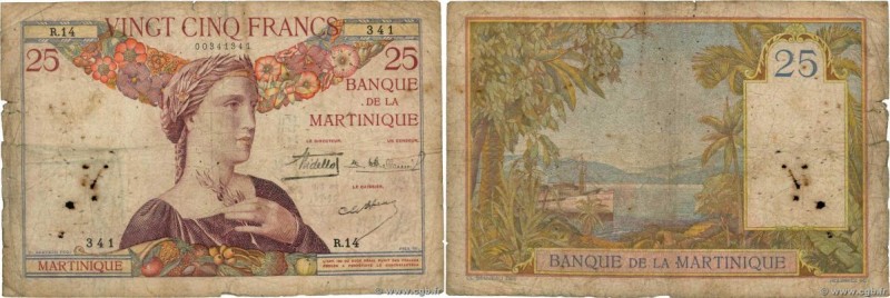 Country : MARTINIQUE 
Face Value : 25 Francs  
Date : (1930) 
Period/Province/Ba...