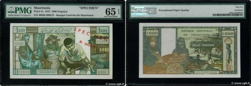 Country : MAURITANIA 
Face Value : 1000 Ouguiya Spécimen 
Date : 20 juin 1973 
P...