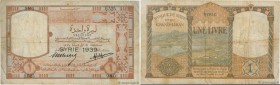 Country : SYRIA 
Face Value : 1 Livre  
Date : 1939 
Period/Province/Bank : Banque de Syrie et du Grand-Liban 
Catalogue reference : P.39A 
Additional...