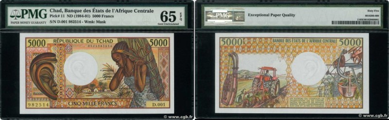 Country : CHAD 
Face Value : 5000 Francs  
Date : (1984) 
Period/Province/Bank :...