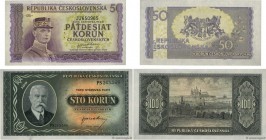 Country : CZECHOSLOVAKIA 
Face Value : 50 et 100 Korun Spécimen 
Date : (1945) 
Period/Province/Bank : Republica Ceskoslovenskà 
Catalogue reference :...