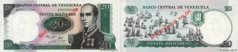 Country : VENEZUELA 
Face Value : 20 Bolivares Spécimen 
Date : 20 octobre 1987 ...