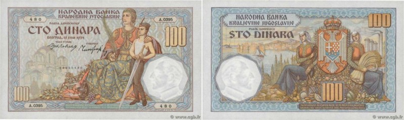 Country : YUGOSLAVIA 
Face Value : 100 Dinara  
Date : 15 juillet 1934 
Period/P...