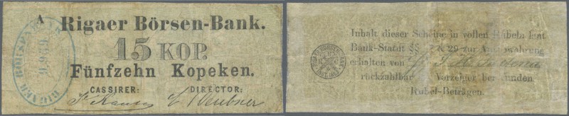 Latvia /Lettland
Rare note 15 Kopeks 1863 Series ”A”, P. A2, Rigaer Bursen-Bank...