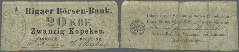 Latvia /Lettland
Rare note 20 Kopeks 1863 Series ”A”, P. A3, Rigaer Bursen-Bank...