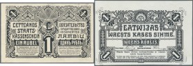Latvia /Lettland
Rare PROOF prints of 1 Rubli ND(1919) P. 2a-b,p, front and back printed separatly in black color on unwatermarked thicker paper, pri...