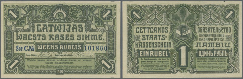 Latvia /Lettland
1 Rublis 1919 P. 2a, series ”C”, in crisp original condition: ...
